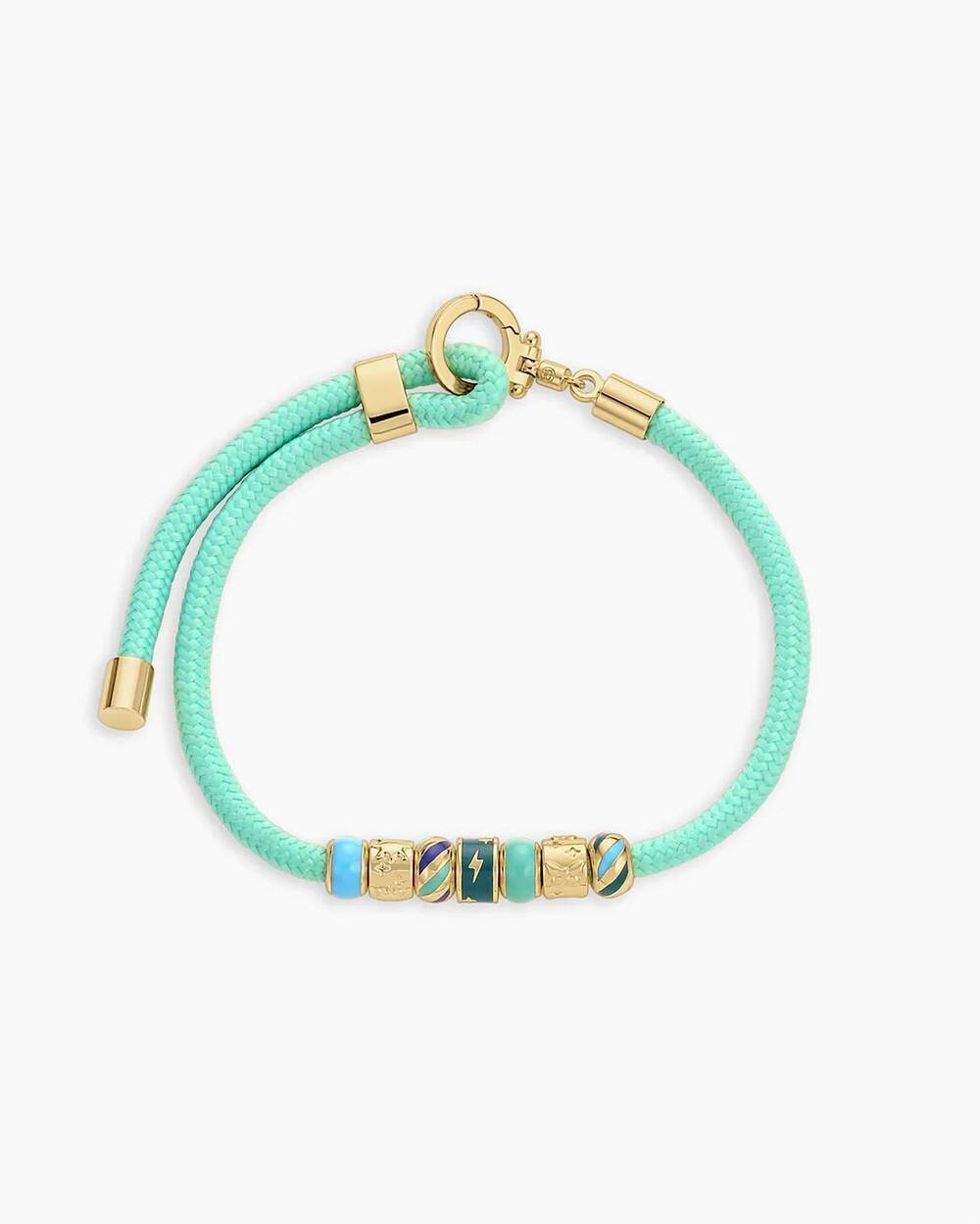 NEW GORJANA women's lightning strikes paracord bracelet in gold/ mint